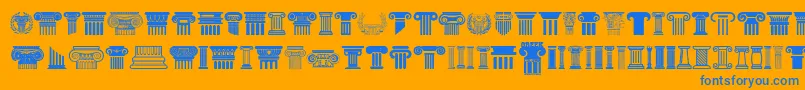 Greek Column-Schriftart – Blaue Schriften auf orangefarbenem Hintergrund