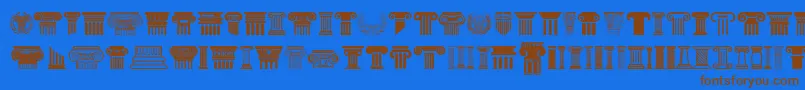Greek Column Font – Brown Fonts on Blue Background