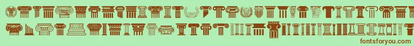 Greek Column Font – Brown Fonts on Green Background