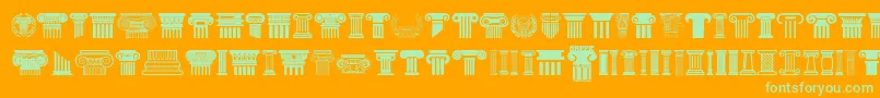 Greek Column Font – Green Fonts on Orange Background
