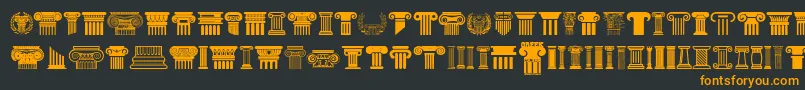 Greek Column Font – Orange Fonts on Black Background