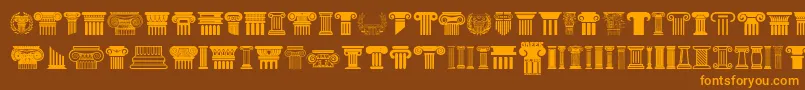 Greek Column Font – Orange Fonts on Brown Background