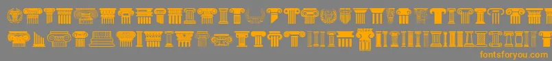 Greek Column Font – Orange Fonts on Gray Background