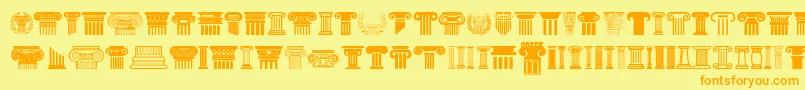 Greek Column-Schriftart – Orangefarbene Schriften auf gelbem Hintergrund