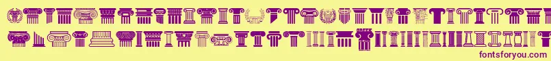 Greek Column Font – Purple Fonts on Yellow Background