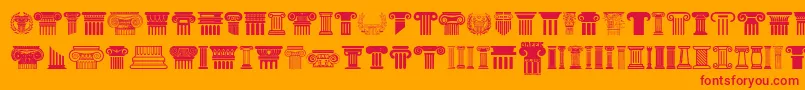 Greek Column Font – Red Fonts on Orange Background