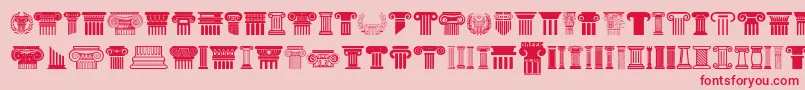 Fonte Greek Column – fontes vermelhas em um fundo rosa