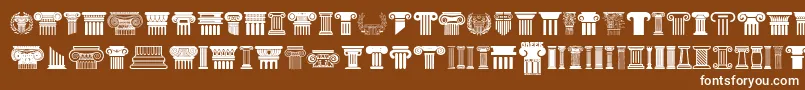Greek Column Font – White Fonts on Brown Background