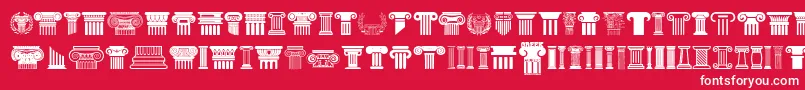 Fonte Greek Column – fontes brancas em um fundo vermelho