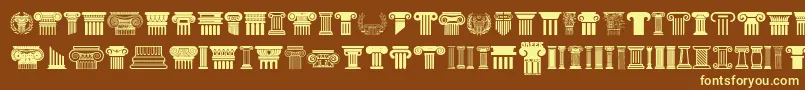 Greek Column Font – Yellow Fonts on Brown Background
