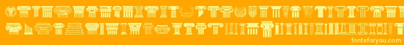 Greek Column Font – Yellow Fonts on Orange Background