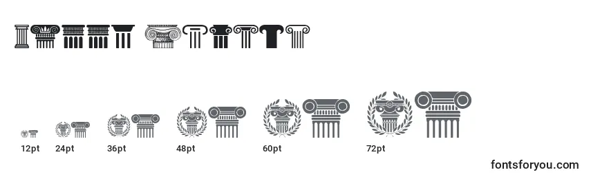 Größen der Schriftart Greek Column