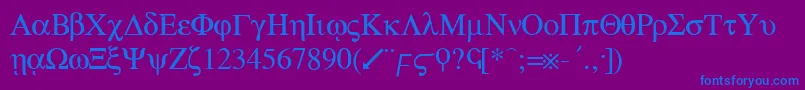 greek Font – Blue Fonts on Purple Background