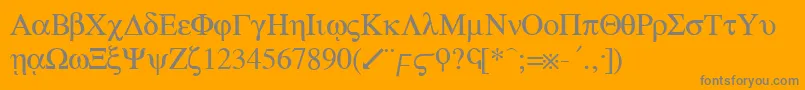 greek-Schriftart – Graue Schriften auf orangefarbenem Hintergrund