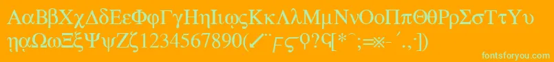 greek Font – Green Fonts on Orange Background