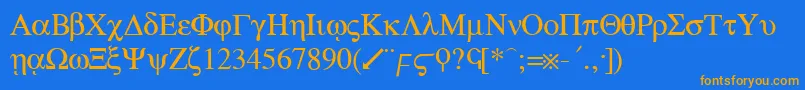 Police greek – polices orange sur fond bleu