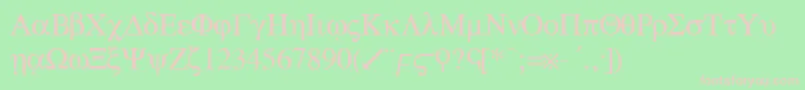 greek-fontti – vaaleanpunaiset fontit vihreällä taustalla