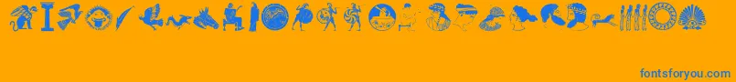 greek1 Font – Blue Fonts on Orange Background