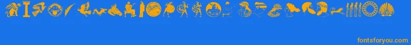 greek1 Font – Orange Fonts on Blue Background