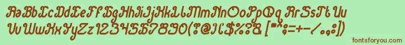 フォントGreen Avocado Bold Italic – 緑の背景に茶色のフォント