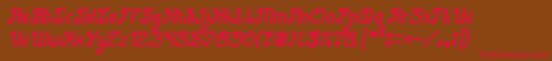 フォントGreen Avocado Bold Italic – 赤い文字が茶色の背景にあります。