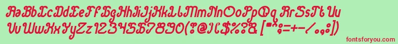 フォントGreen Avocado Bold Italic – 赤い文字の緑の背景