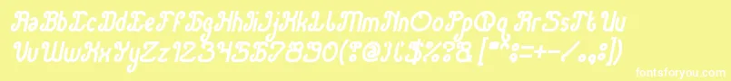 Fonte Green Avocado Bold Italic – fontes brancas em um fundo amarelo