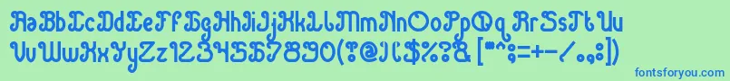 フォントGreen Avocado Bold – 青い文字は緑の背景です。