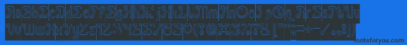 フォントGreen Avocado Hollow Inverse – 黒い文字の青い背景