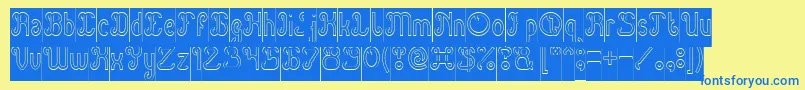 Green Avocado Hollow Inverse Font – Blue Fonts on Yellow Background