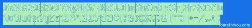 Green Avocado Hollow Inverse Font – Green Fonts on Blue Background