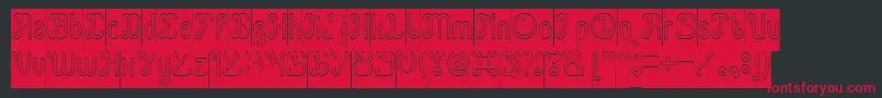 Green Avocado Hollow Inverse-Schriftart – Rote Schriften auf schwarzem Hintergrund