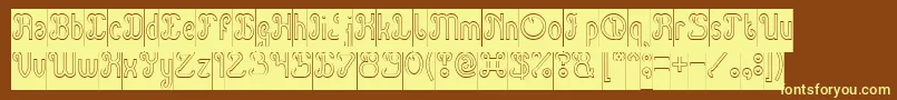 Green Avocado Hollow Inverse-fontti – keltaiset fontit ruskealla taustalla