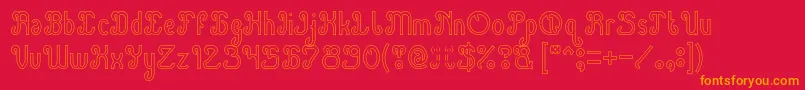 Green Avocado Hollow-Schriftart – Orangefarbene Schriften auf rotem Hintergrund