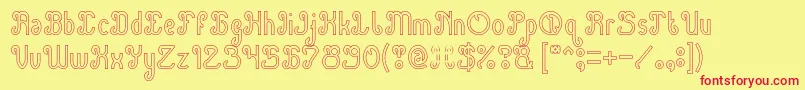 フォントGreen Avocado Hollow – 赤い文字の黄色い背景
