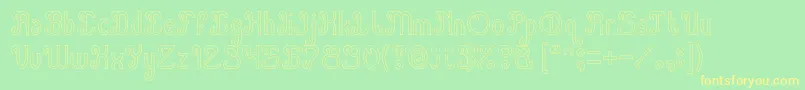 Green Avocado Hollow-Schriftart – Gelbe Schriften auf grünem Hintergrund