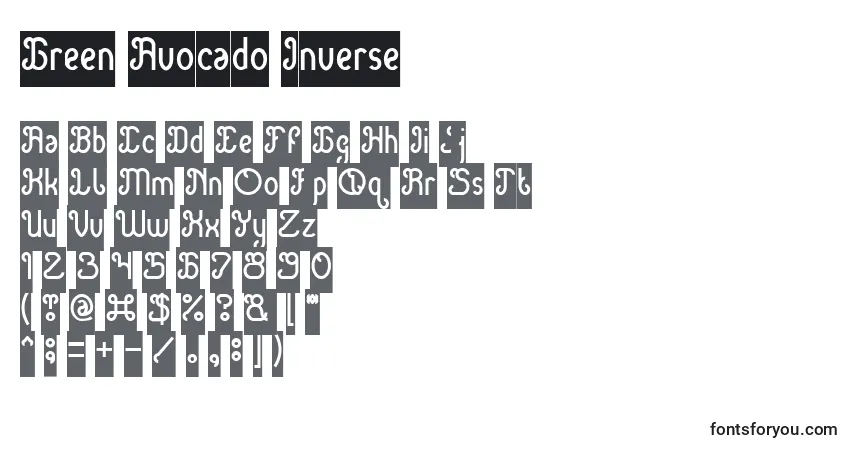 Шрифт Green Avocado Inverse – алфавит, цифры, специальные символы