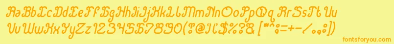 Green Avocado Italic Font – Orange Fonts on Yellow Background