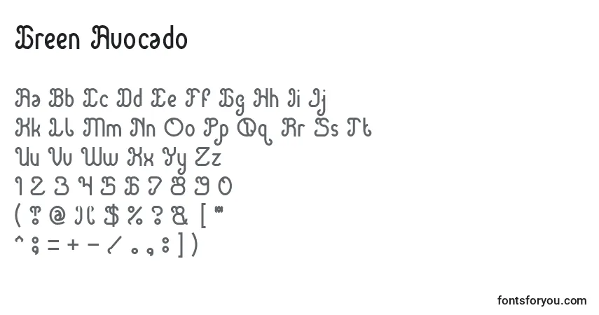 Fuente Green Avocado - alfabeto, números, caracteres especiales