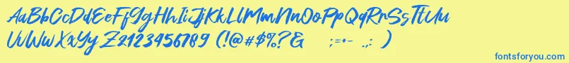 Green Fonte-Schriftart – Blaue Schriften auf gelbem Hintergrund