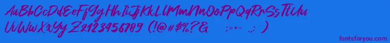 Green Fonte-Schriftart – Violette Schriften auf blauem Hintergrund