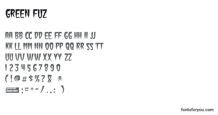 Schriftart Green fuz (128497) – Alphabet, Zahlen, spezielle Symbole