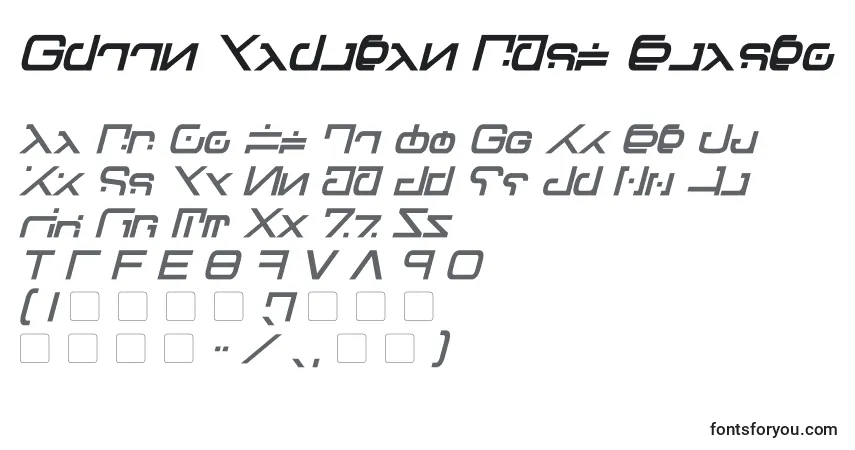 Schriftart Green Martian Bold Italic – Alphabet, Zahlen, spezielle Symbole