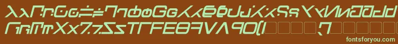 フォントGreen Martian Bold Italic – 緑色の文字が茶色の背景にあります。