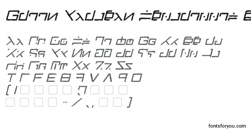 Schriftart Green Martian Distressed Italic – Alphabet, Zahlen, spezielle Symbole