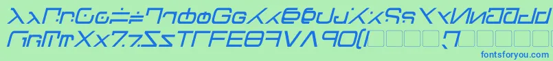 フォントGreen Martian Italic – 青い文字は緑の背景です。
