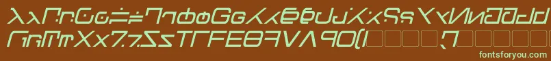 Czcionka Green Martian Italic – zielone czcionki na brązowym tle