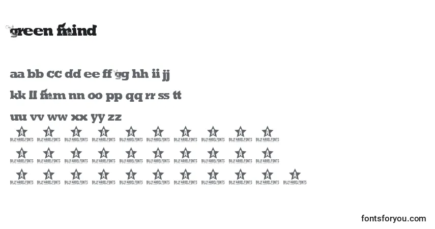 Czcionka GREEN MIND    – alfabet, cyfry, specjalne znaki
