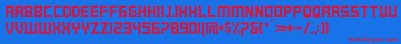 GREENLAND-Schriftart – Rote Schriften auf blauem Hintergrund