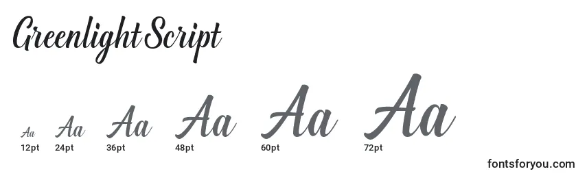 Greenlight Script Font Sizes